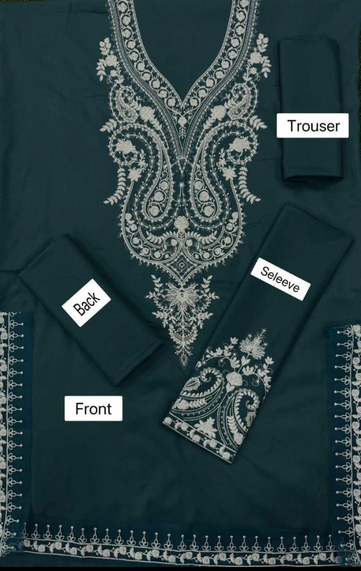 Women's Unstitched 2-Pcs Embroidered Dhanak Suit