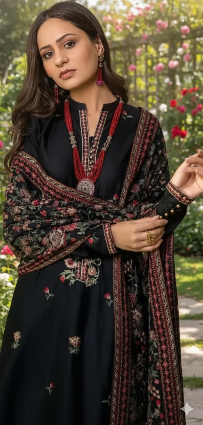 Women's Unstitched 3-Pcs Dhanak Suit