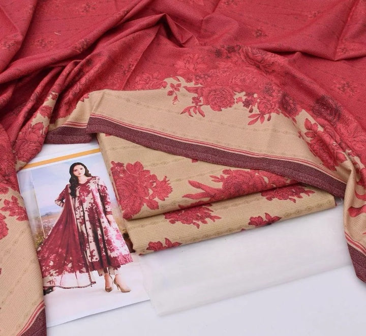 Women's Unstitched 3-Pcs Dhanak Suit