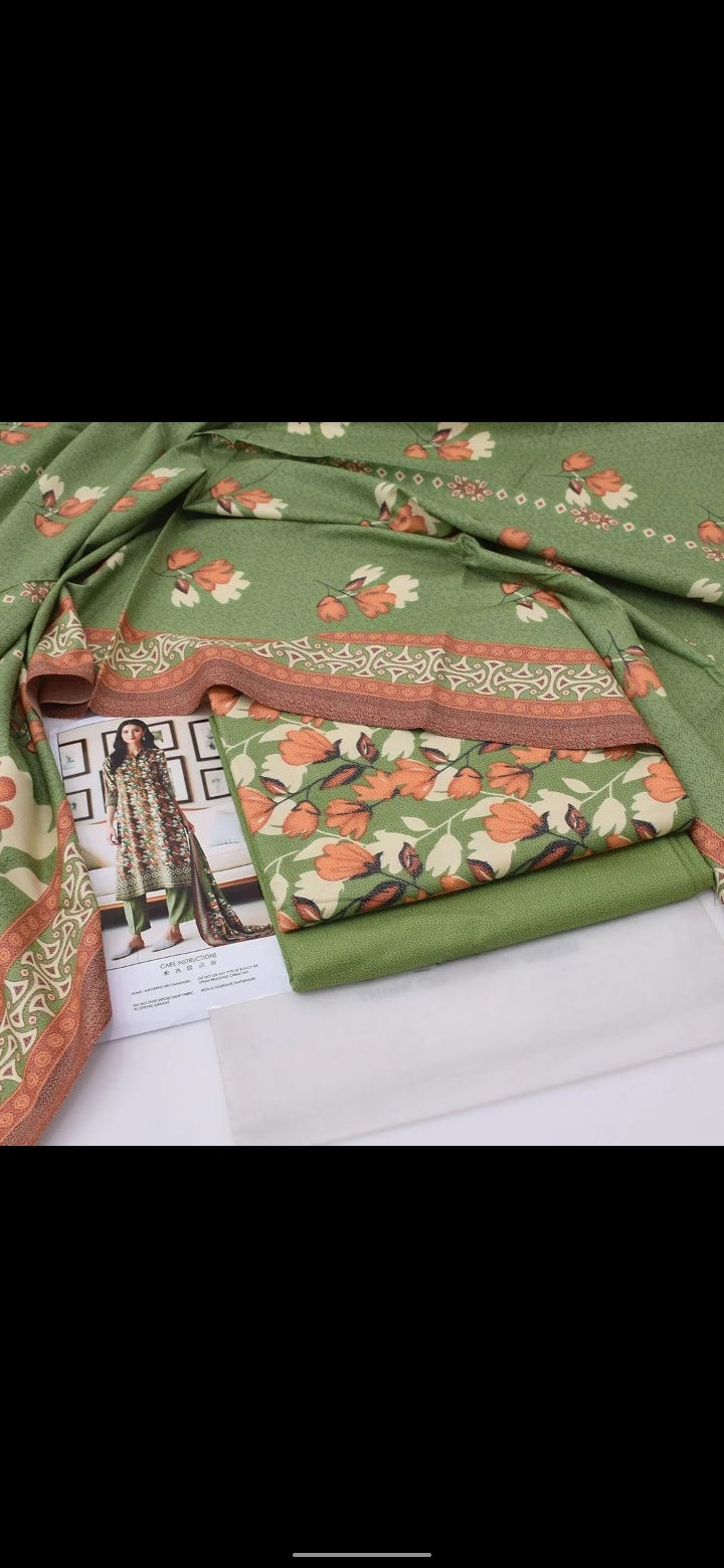 Women's Unstitched 3-Pcs Dhanak Suit