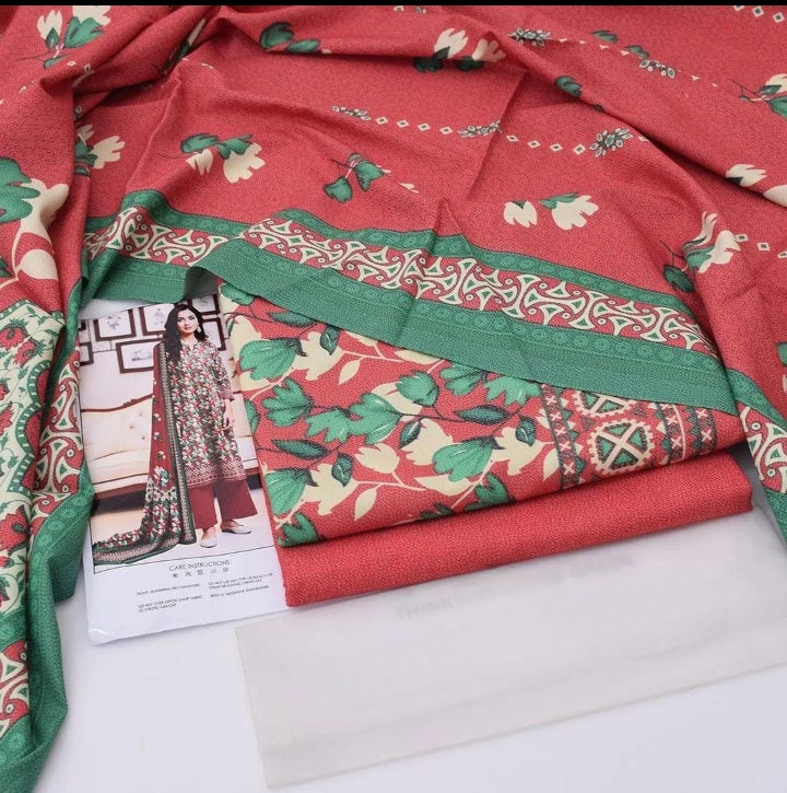 Women's Unstitched 3-Pcs Dhanak Suit