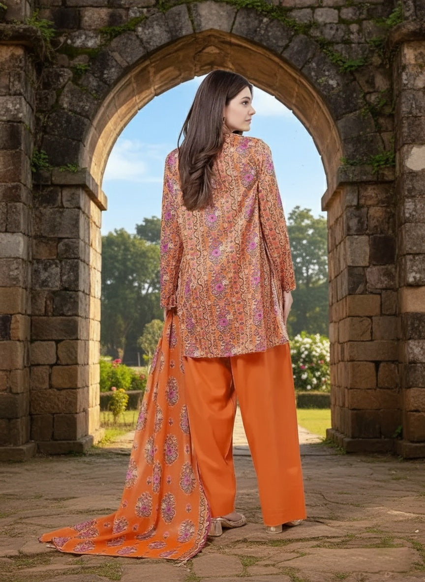 Women's Unstitched 3-Pcs Printed Khaddar Suit