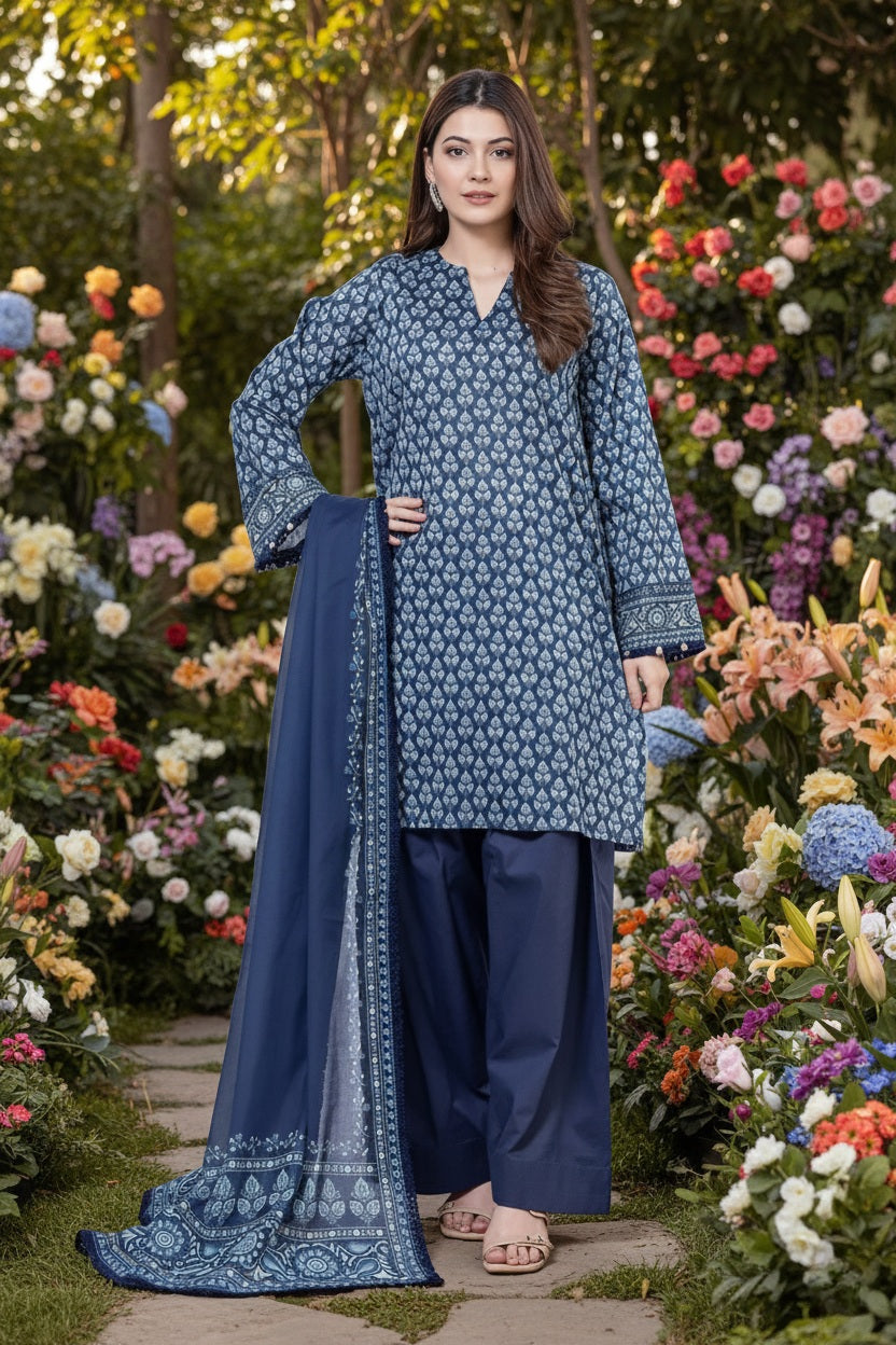 Women's Unstitched 3-Pcs Printed Khaddar Suit