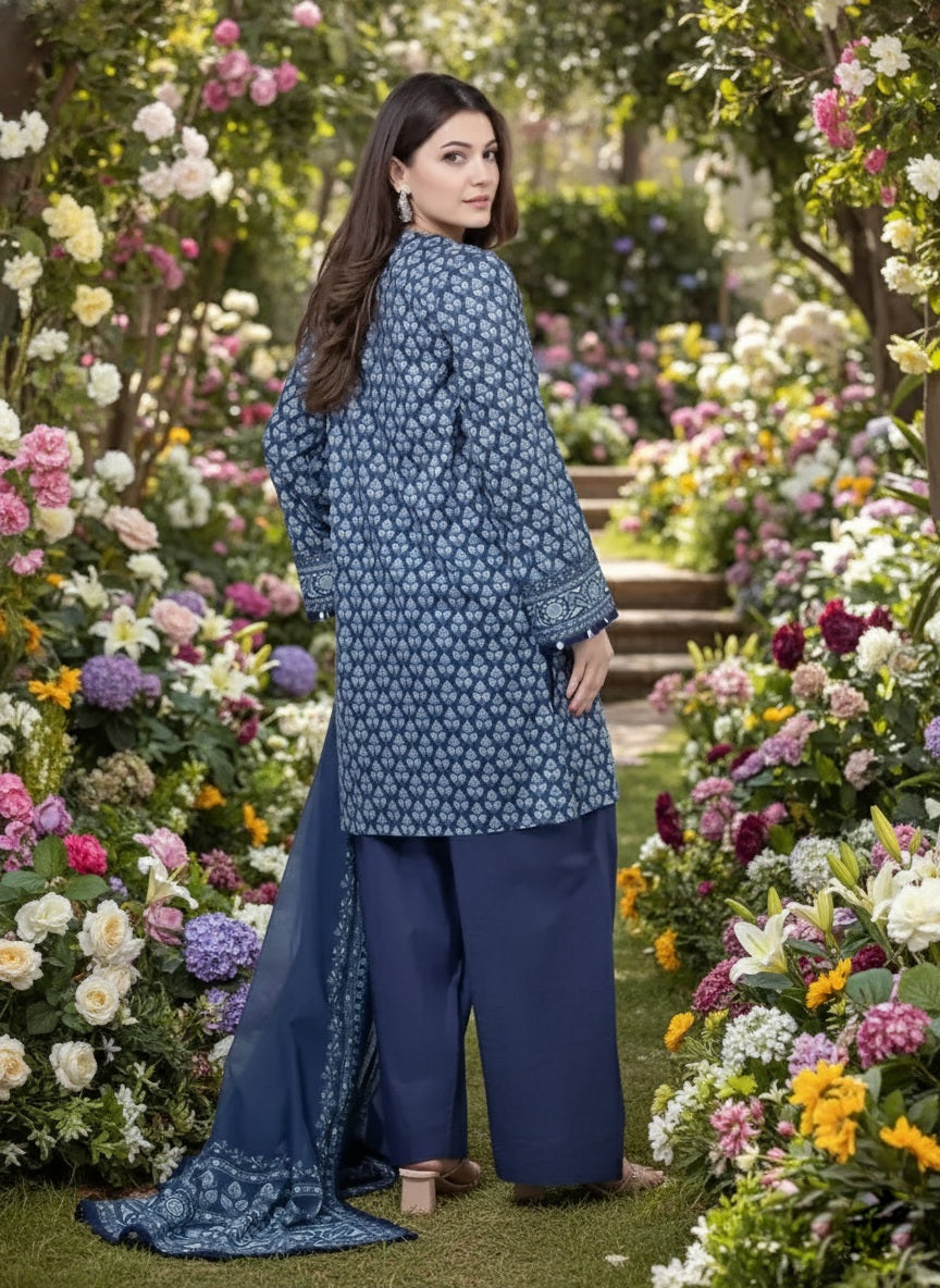 Women's Unstitched 3-Pcs Printed Khaddar Suit