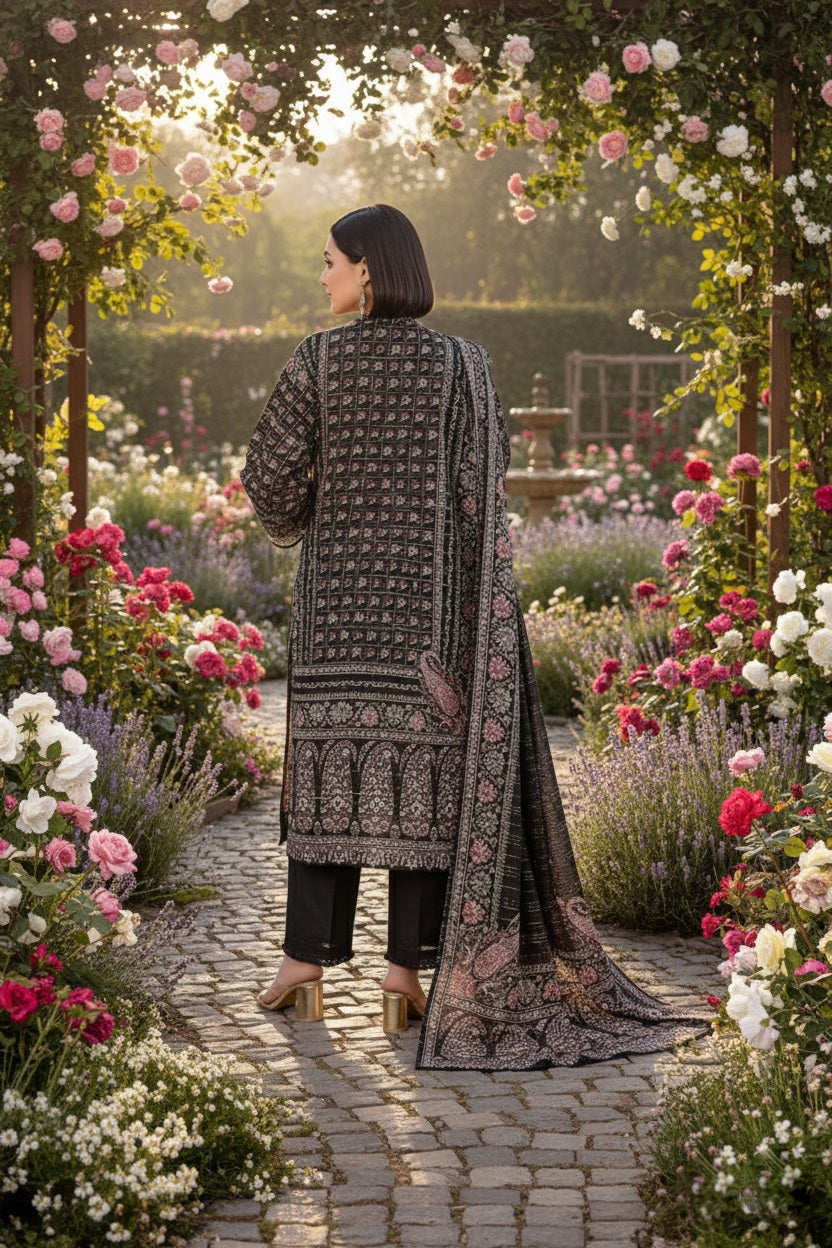 Women's Unstitched 3-Pcs Printed Khaddar Suit