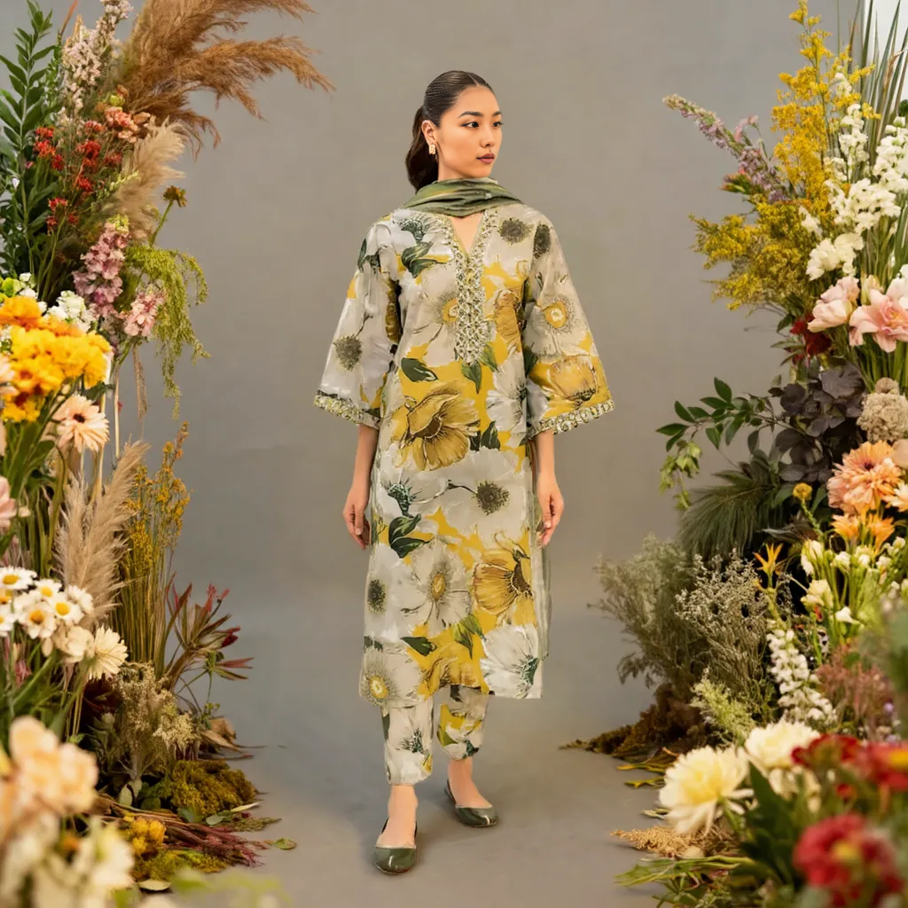 Women's Unstitched 3-Pcs Dhanak Suit