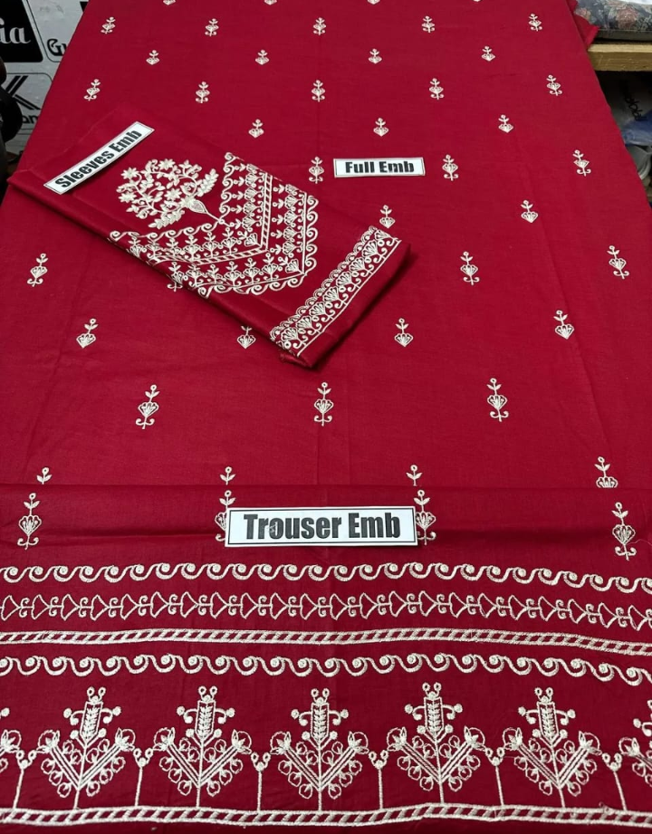 Women's Unstitched 2-Pcs Embroidered Dhanak Suit