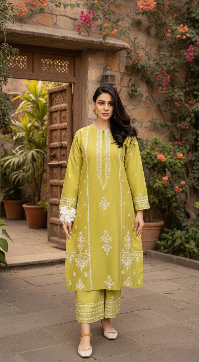 Women's Unstitched 2-Pcs Embroidered Dhanak Suit