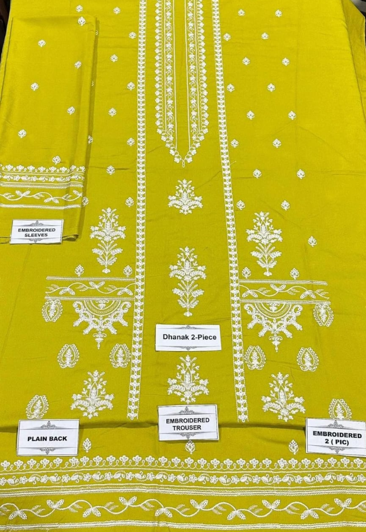 Women's Unstitched 2-Pcs Embroidered Dhanak Suit