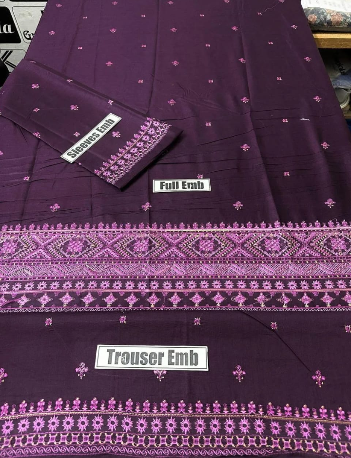 Women's Unstitched 2-Pcs Embroidered Dhanak Suit