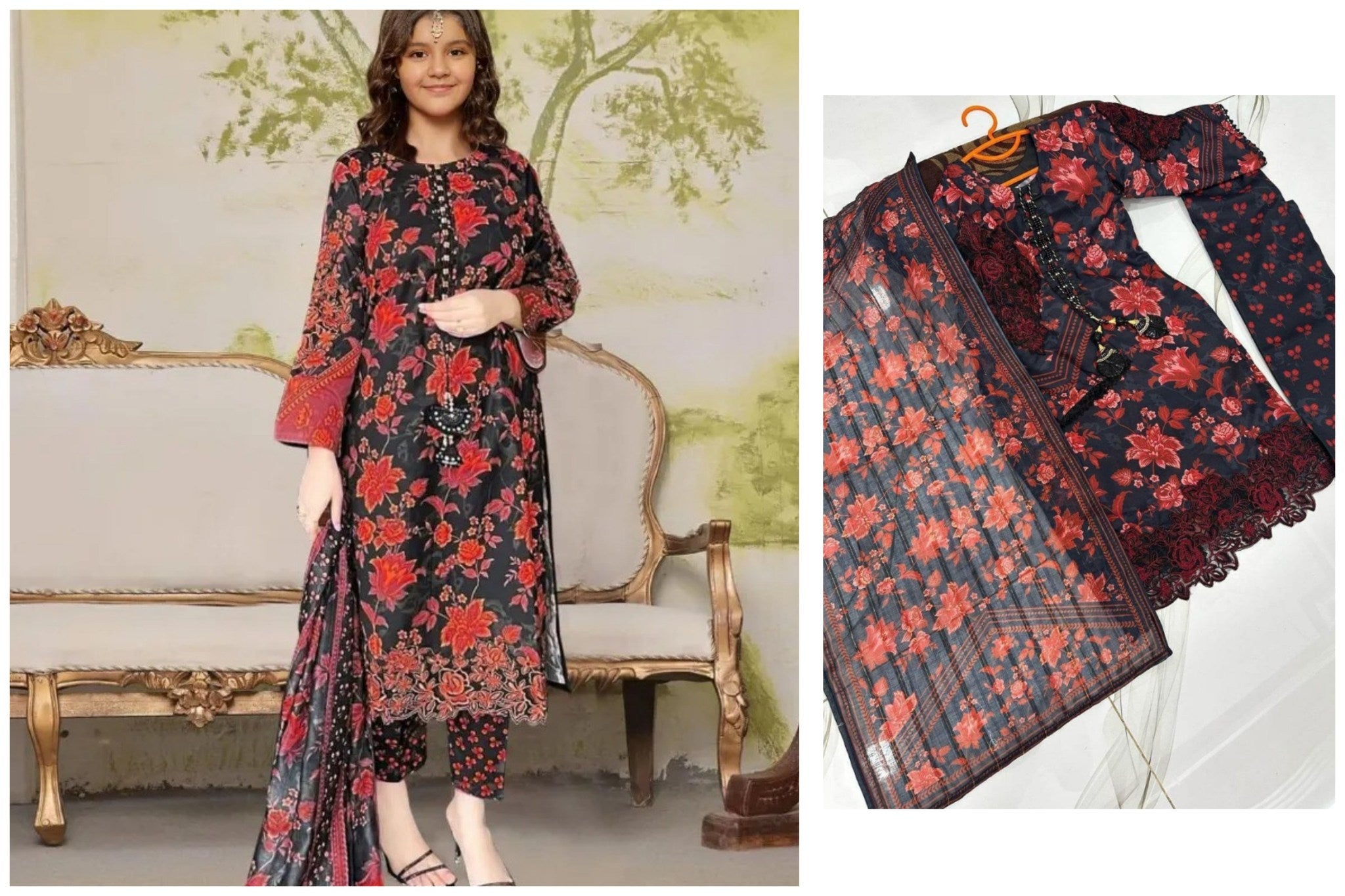 Girl's 3 Pcs Lawn Suit