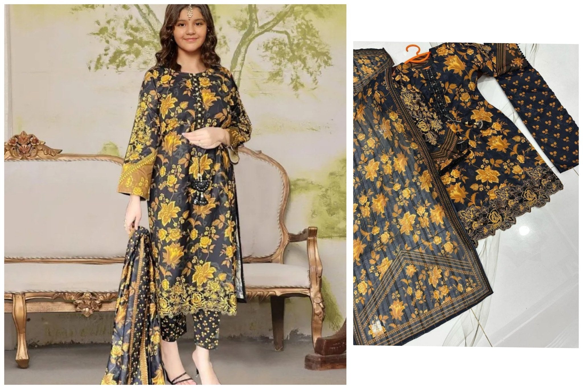 Girl's 3 Pcs Lawn Suit