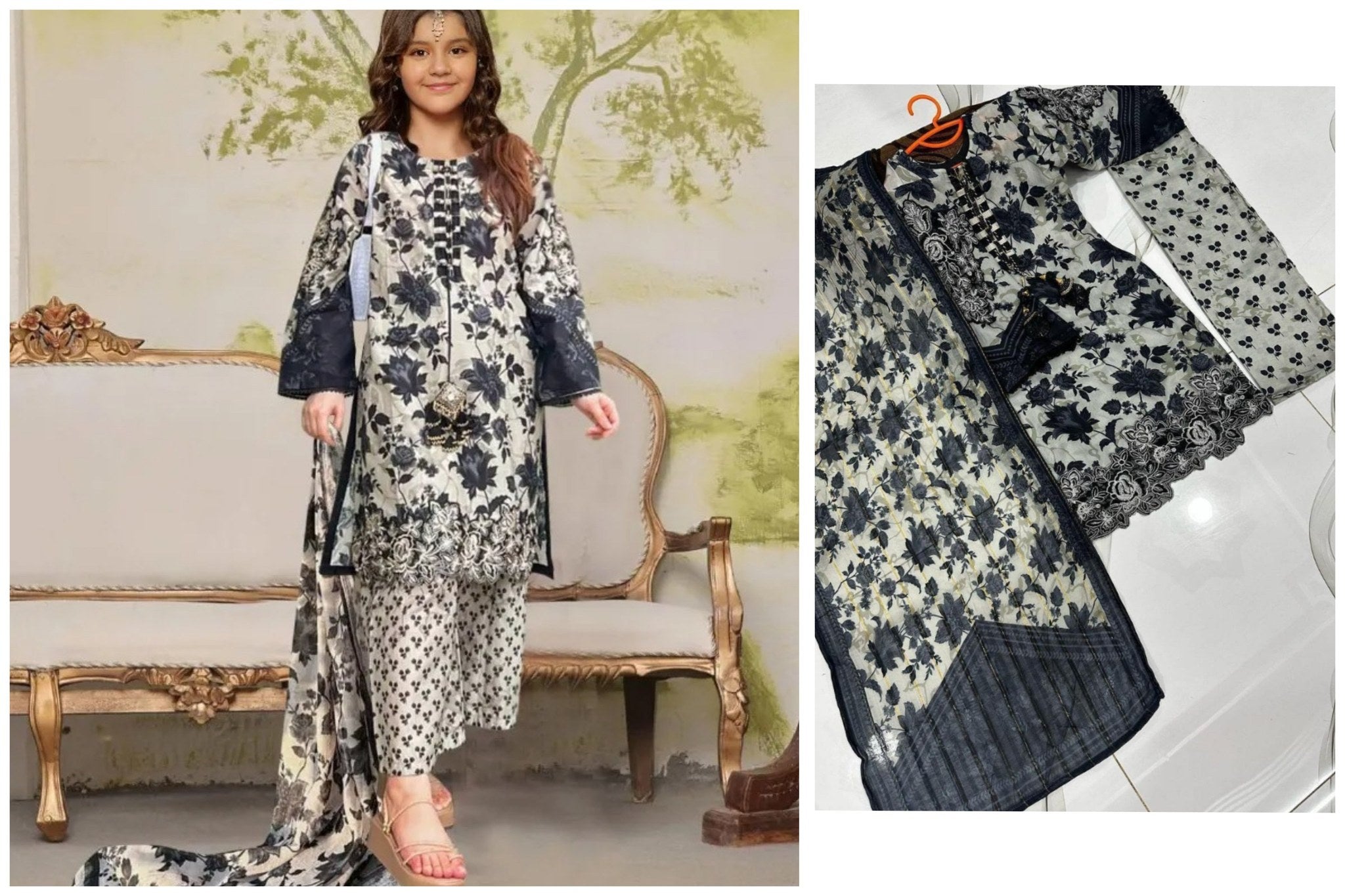 Girl's 3 Pcs Lawn Suit