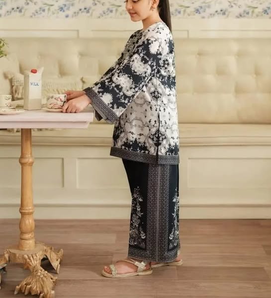 Girl's 2 Pcs Lawn Co-Ord Set