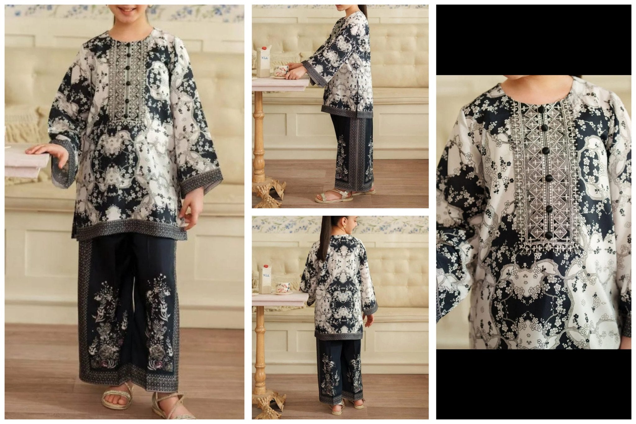 Girl's 2 Pcs Lawn Co-Ord Set