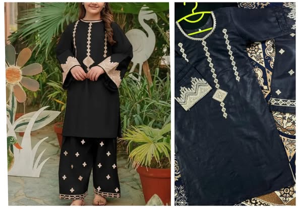 Girl's 2 Pcs Cotton Embroidered Set