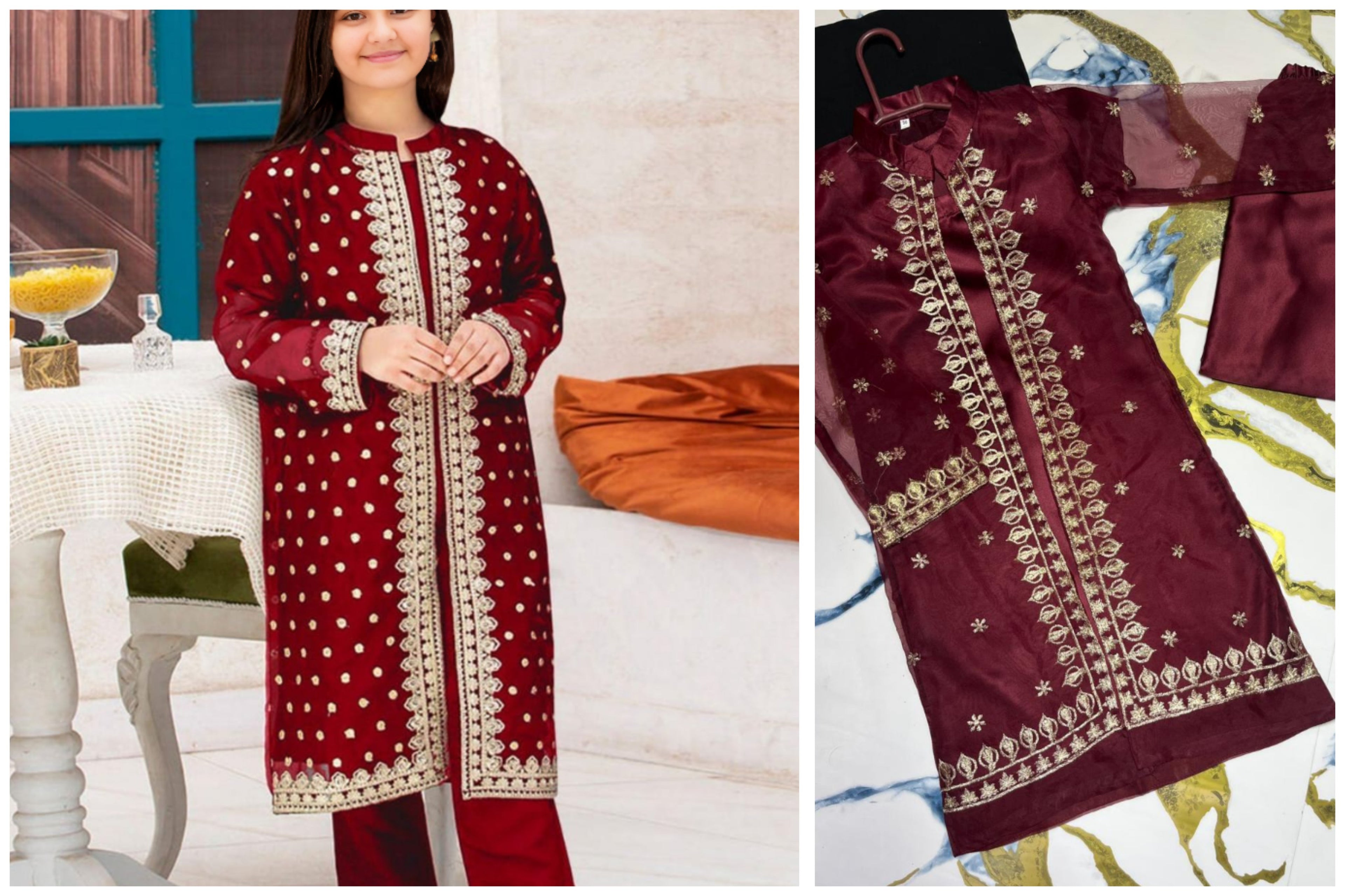 Girls’ Embroidered 3-Piece Gown Set