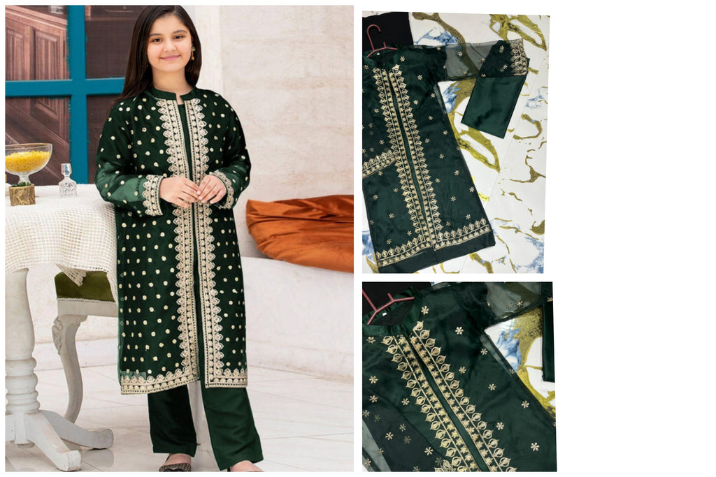 Girls’ Embroidered 3-Piece Gown Set