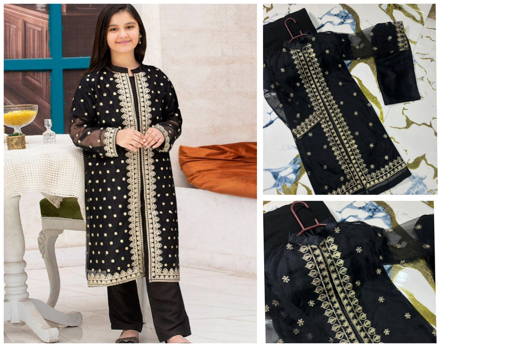 Girls’ Embroidered 3-Piece Gown Set