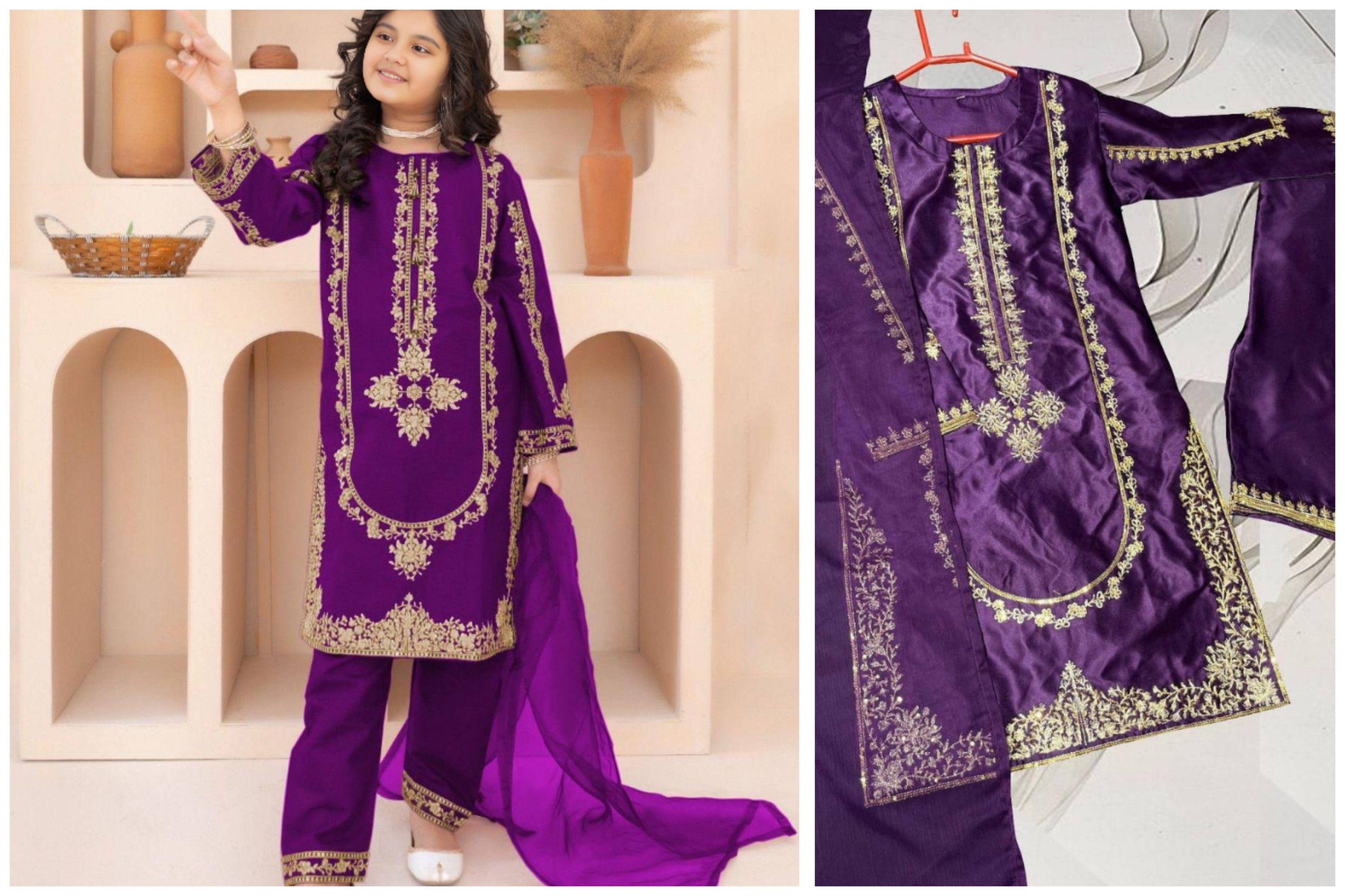 Girls’ Premium Silk 3-Piece Outfit