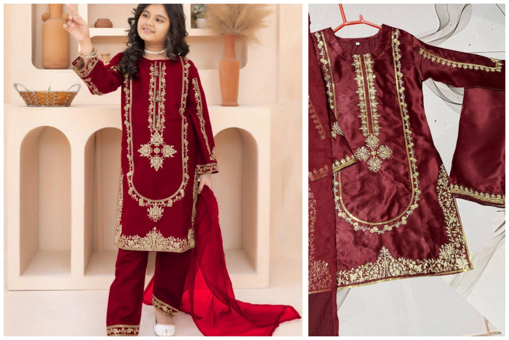 Girls’ Premium Silk 3-Piece Outfit