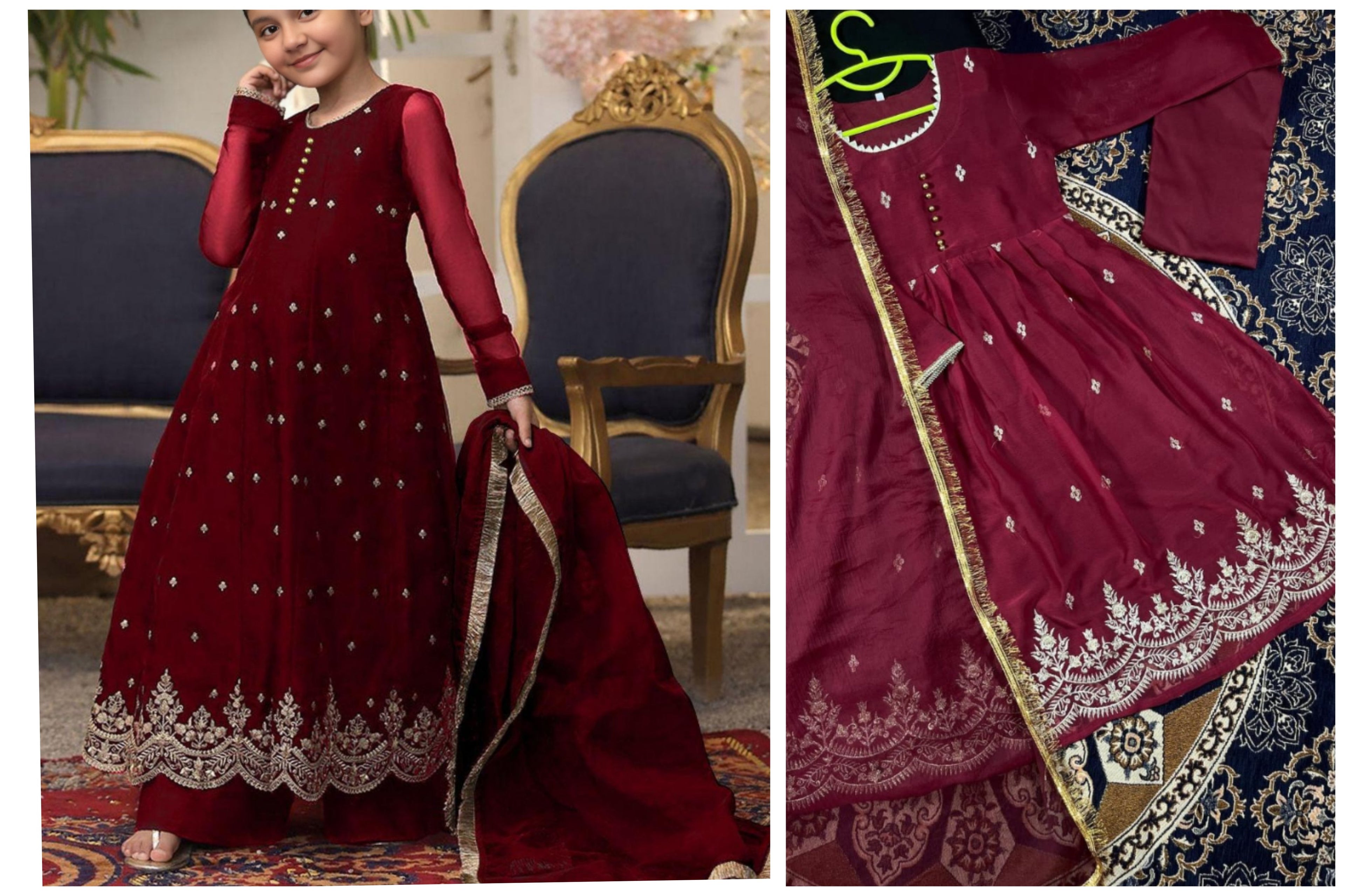 Girls’ Embroidered 3-Piece Chiffon Set