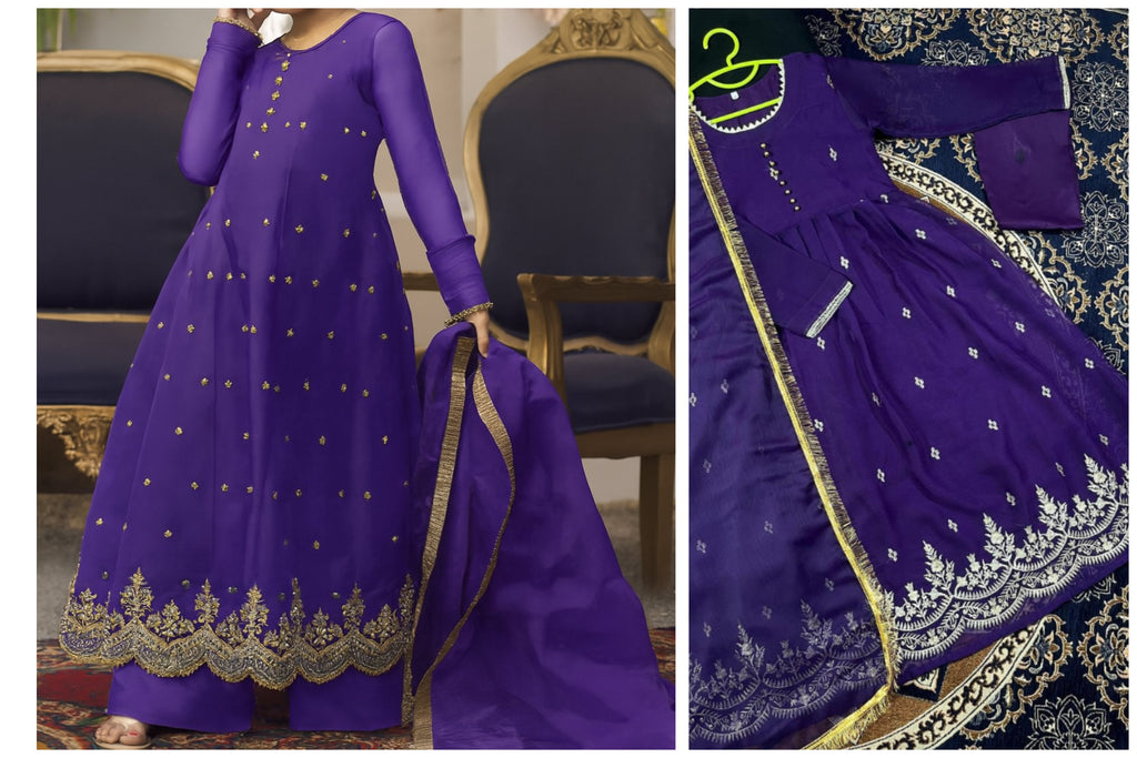 Girls’ Embroidered 3-Piece Chiffon Set