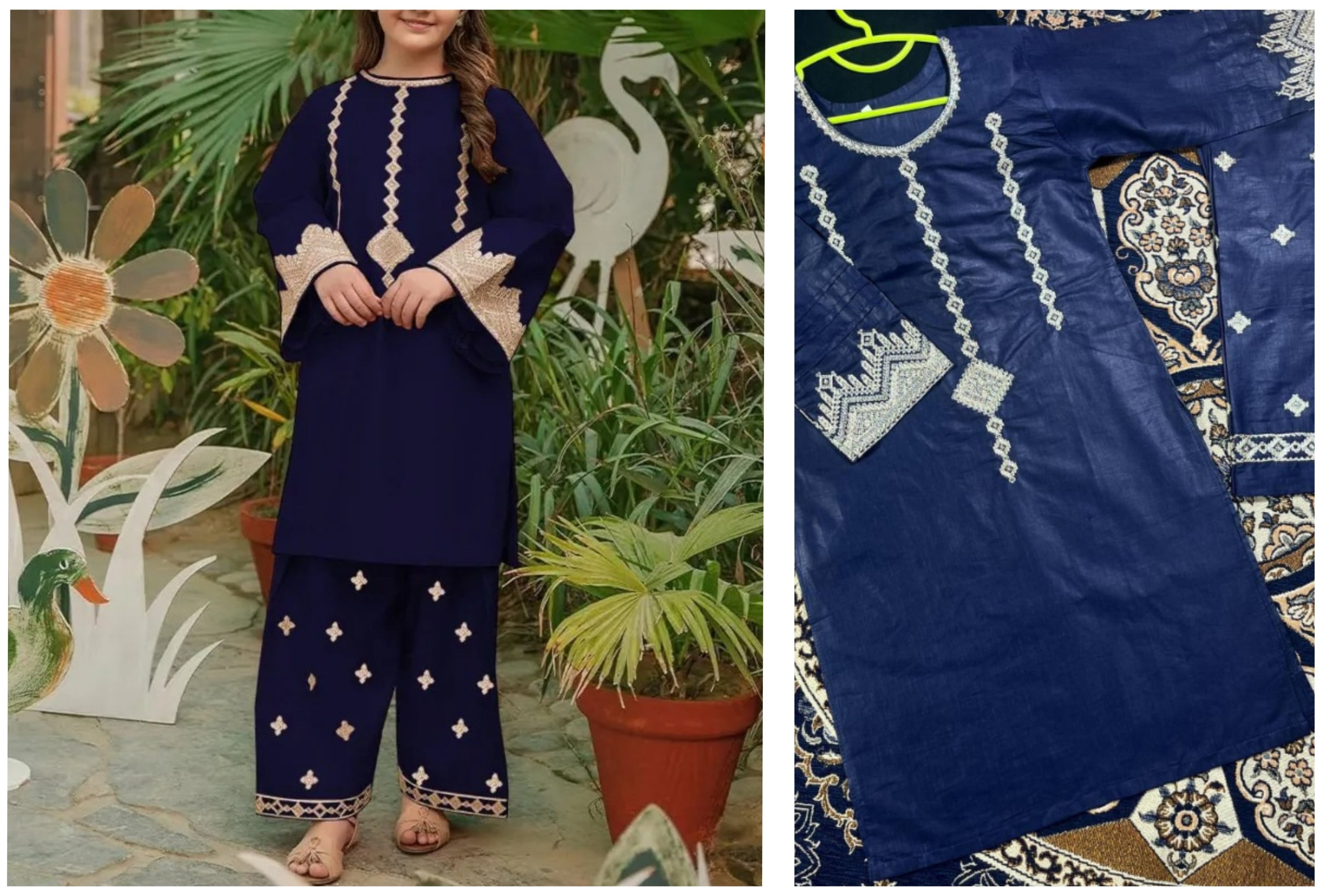 Girl's 2 Pcs Cotton Embroidered Set