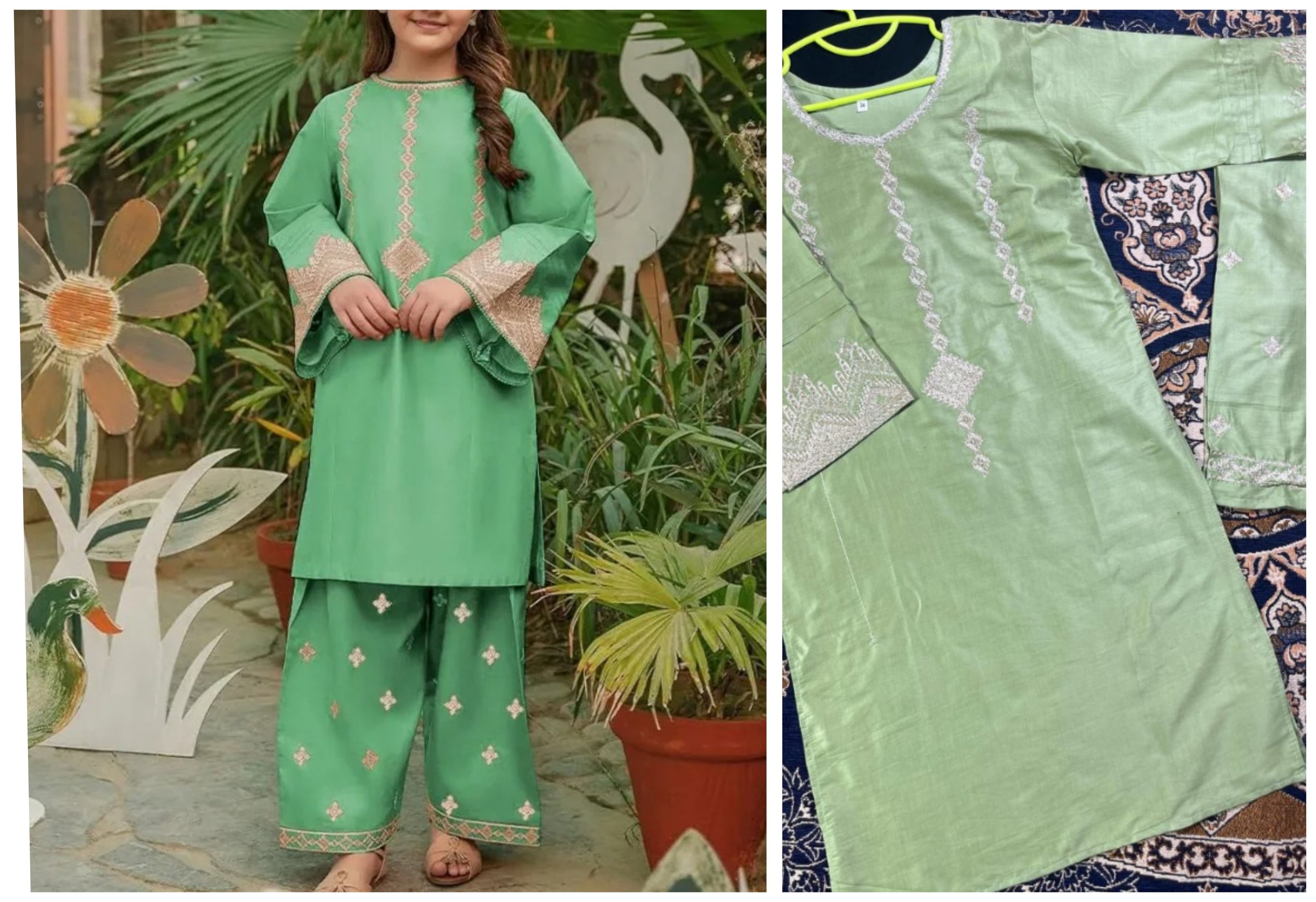Girl's 2 Pcs Cotton Embroidered Set