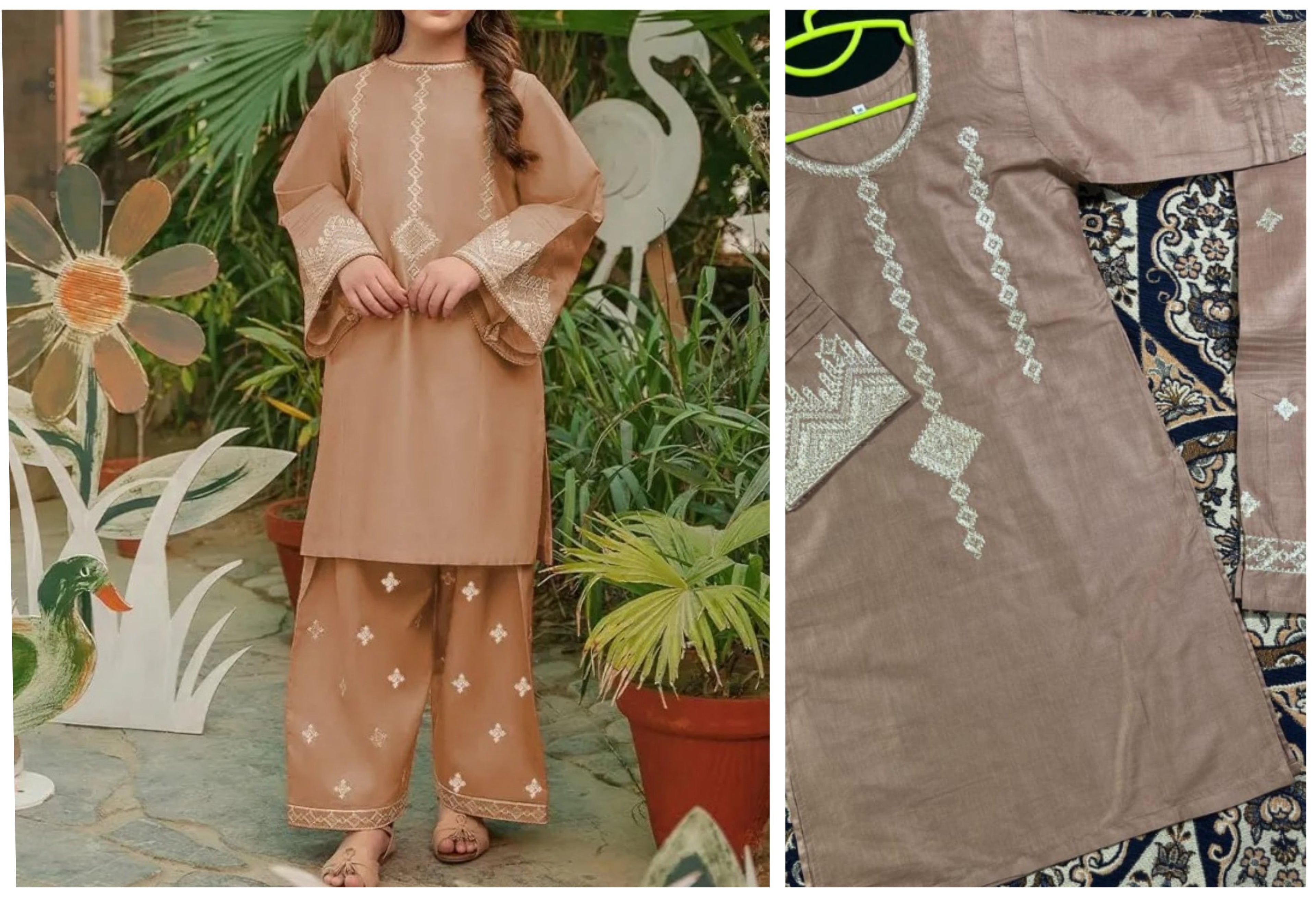 Girl's 2 Pcs Cotton Embroidered Set