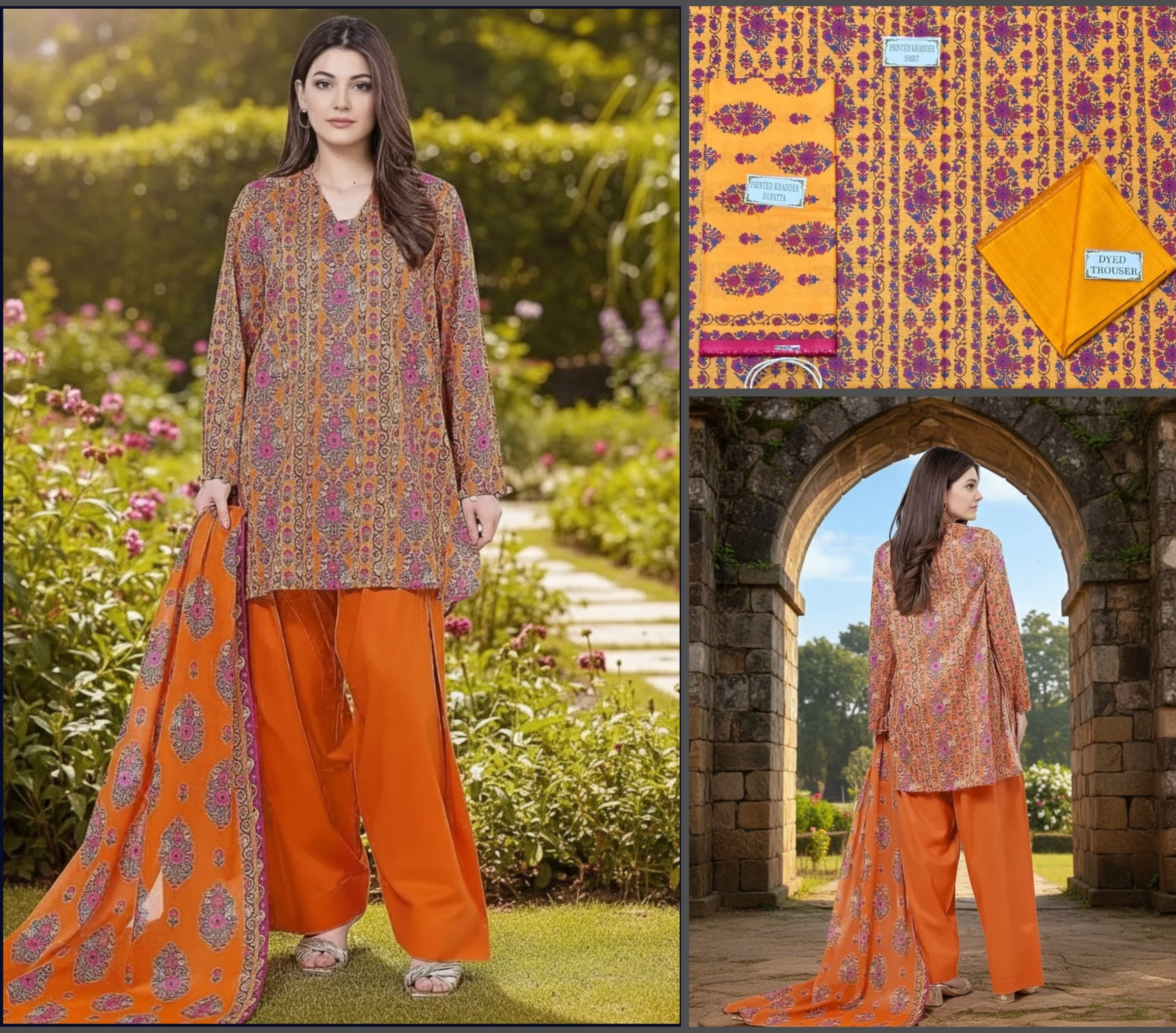 Women's Unstitched 3-Pcs Printed Khaddar Suit
