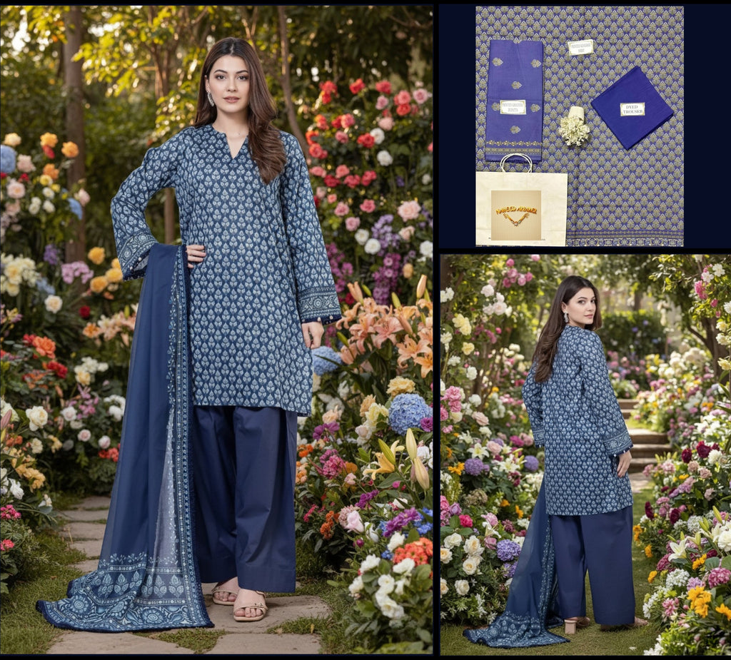 Women's Unstitched 3-Pcs Printed Khaddar Suit