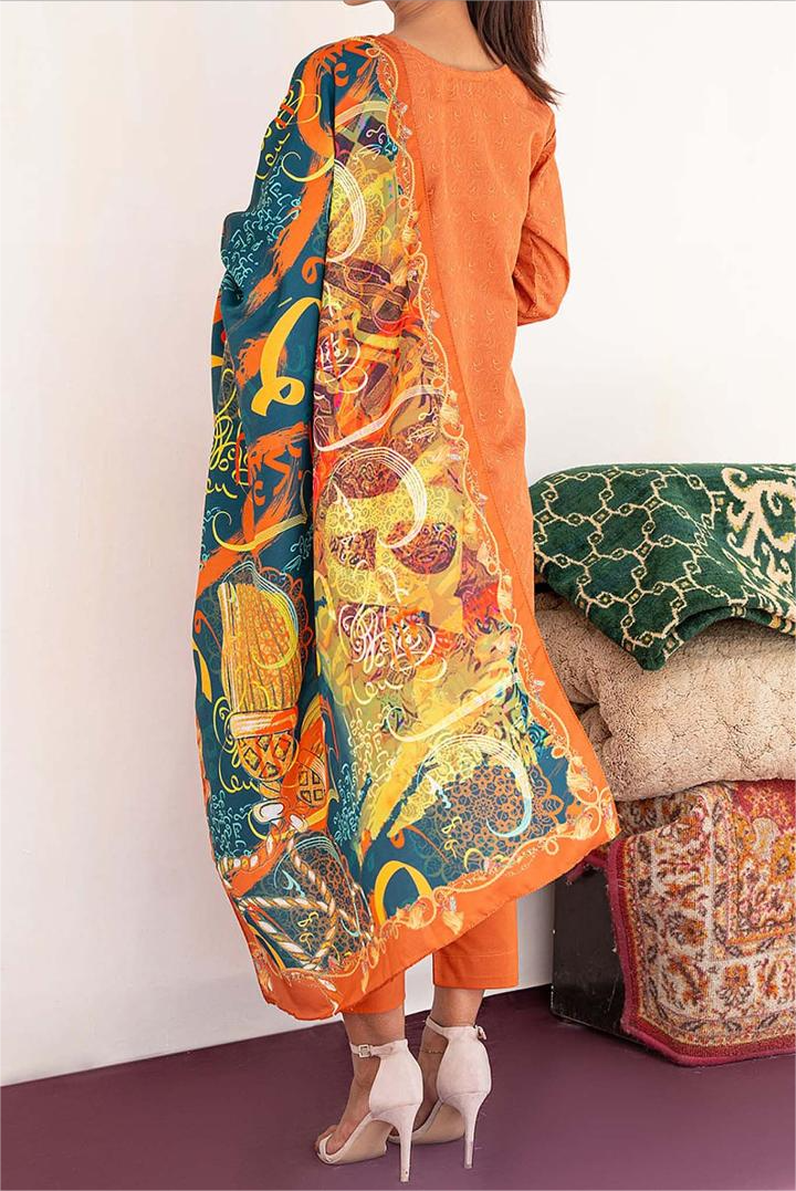 RANGEEN -Silk dupatta with plain suit