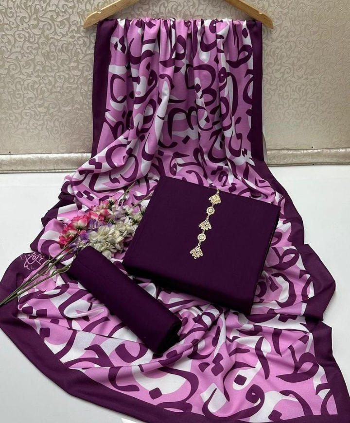 HAJOOM -Silk dupatta with plain suit