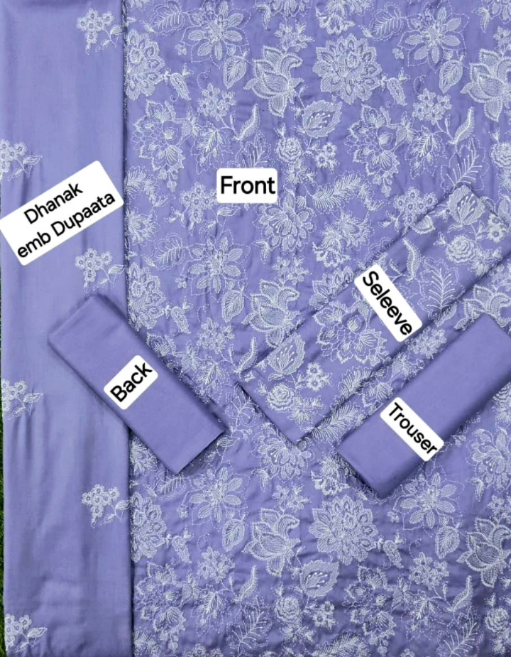 Women's Unstitched 3-Pcs Dhanak Suit