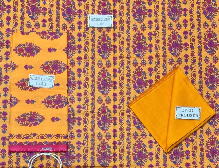 Women's Unstitched 3-Pcs Printed Khaddar Suit