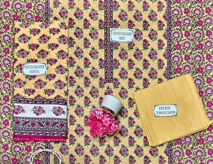 Women's Unstitched 3-Pcs Printed Khaddar Suit