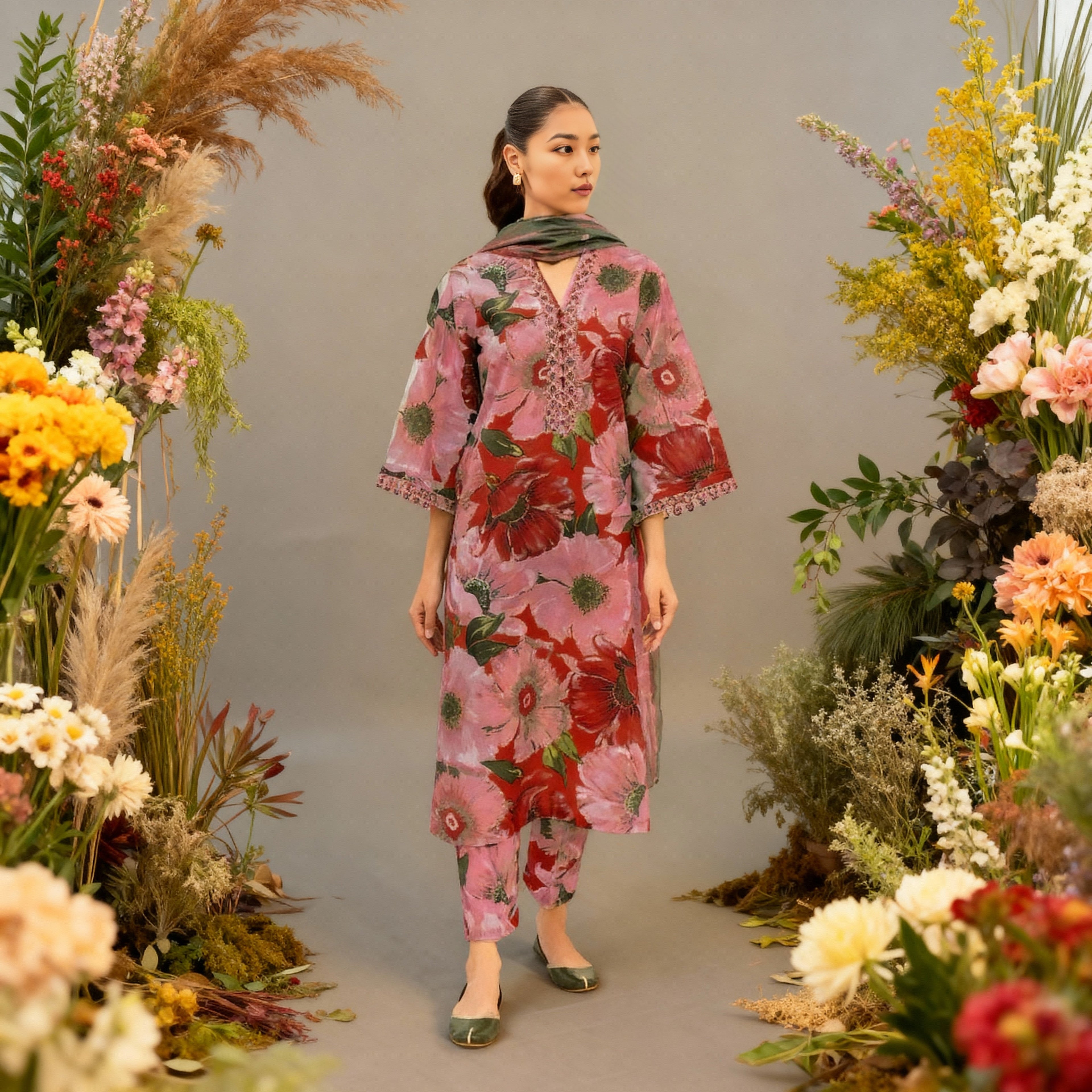 Women's Unstitched 3-Pcs Dhanak Suit