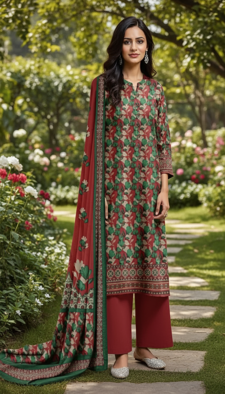 Women's Unstitched 3-Pcs Dhanak Suit