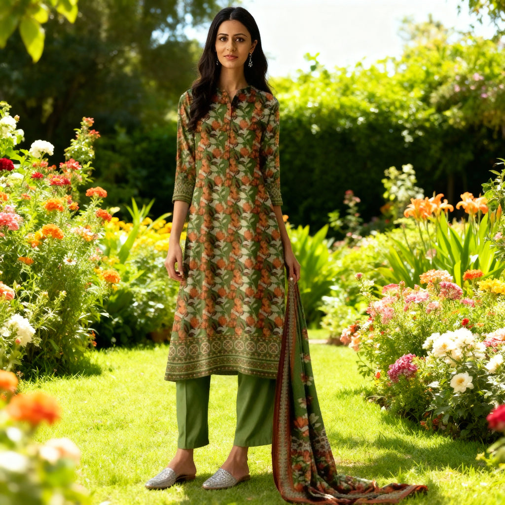 Women's Unstitched 3-Pcs Dhanak Suit