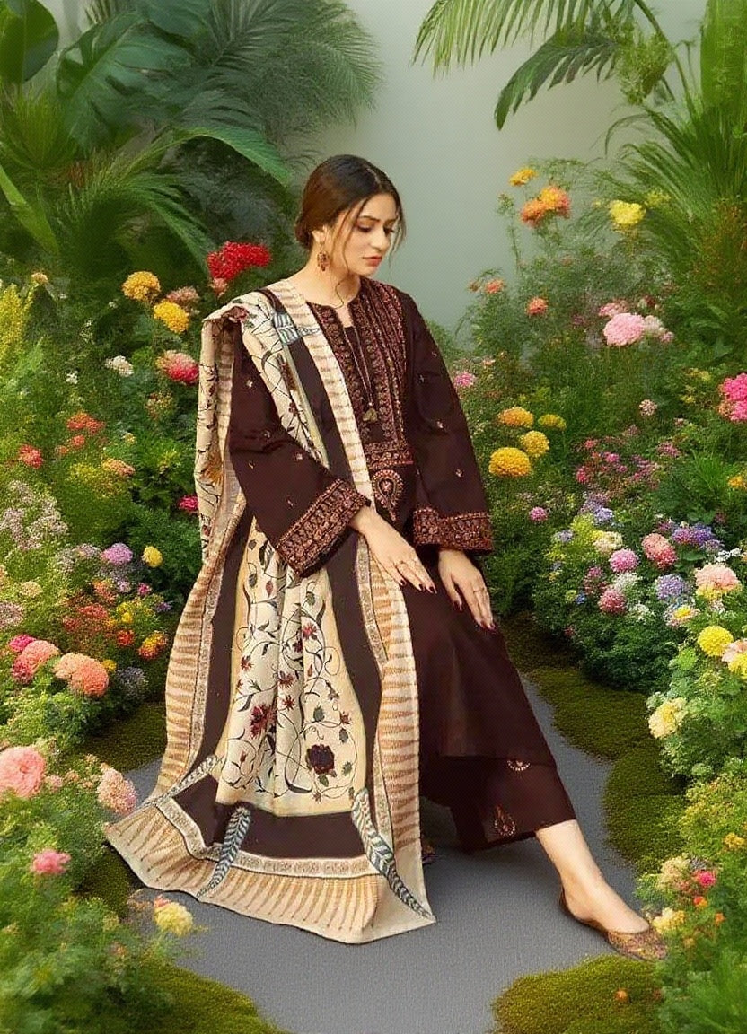 Women's Unstitched 3-Pcs Dhanak Suit