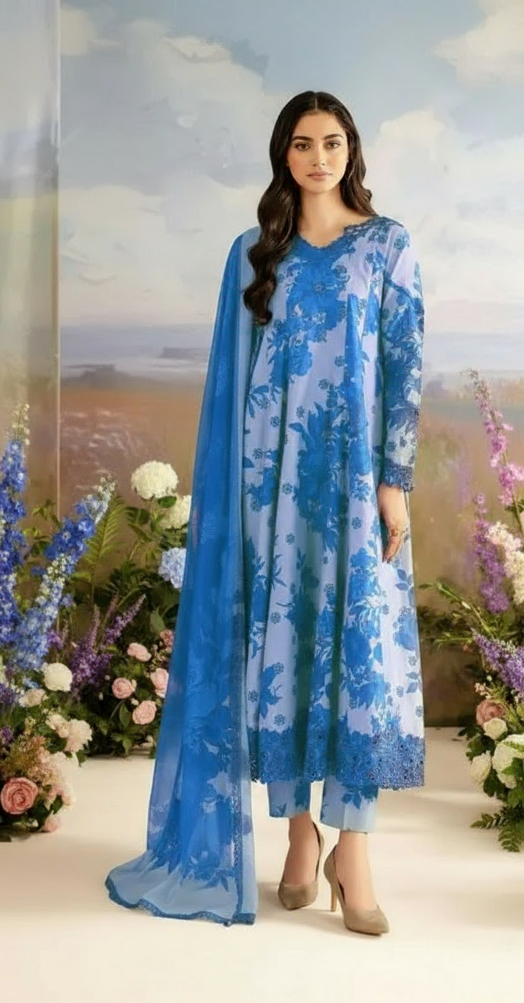 Women's Unstitched 3-Pcs Dhanak Suit