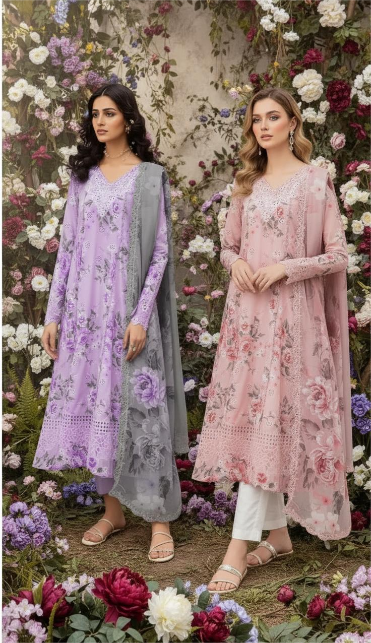 Women's Unstitched 3-Pcs Dhanak Suit