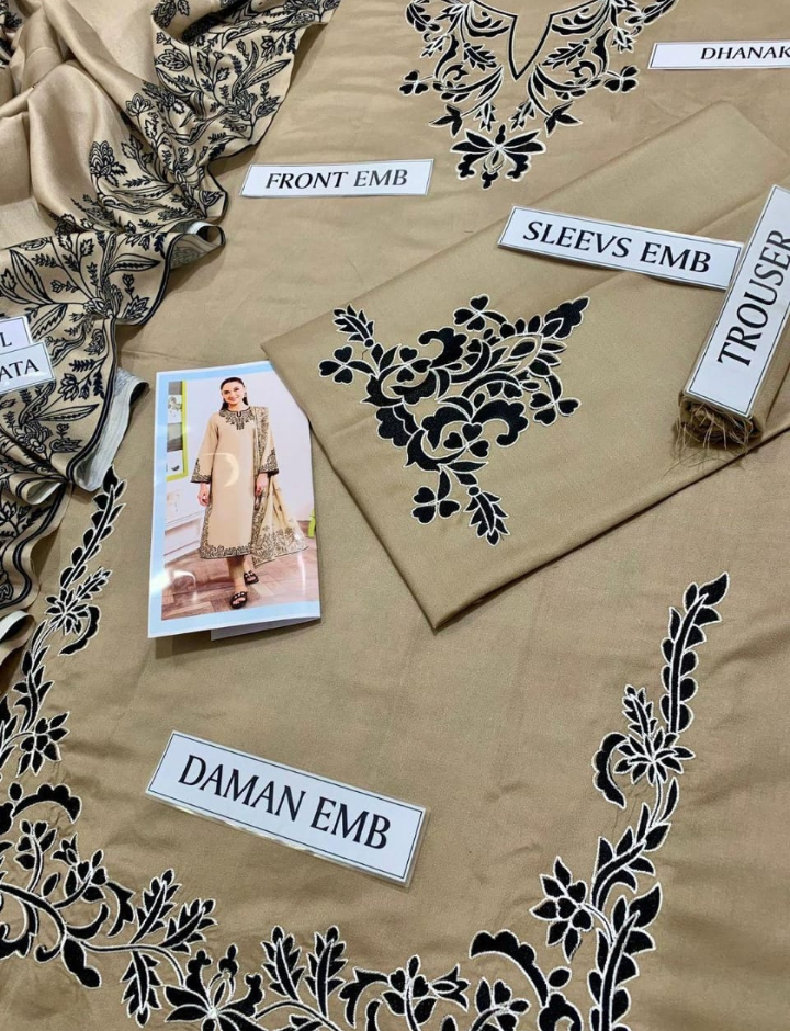 Women's Unstitched 3-Pcs Dhanak Suit