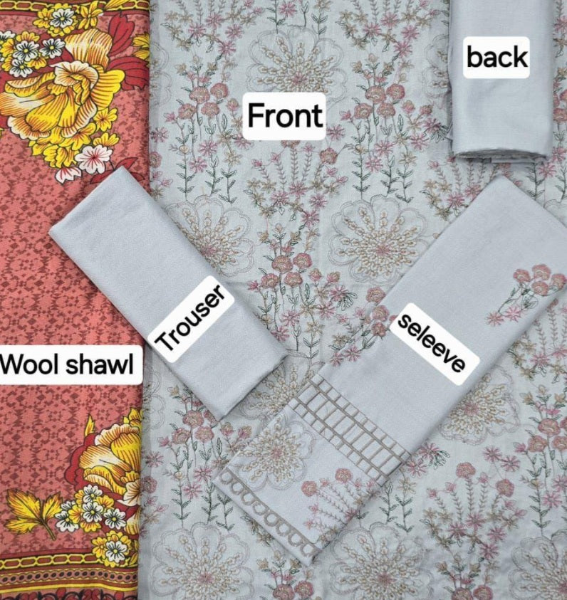 Women's Unstitched 3-Pcs Dhanak Suit