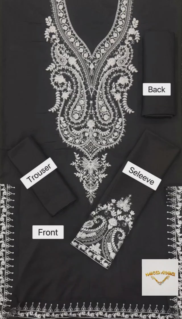 Women's Unstitched 2-Pcs Embroidered Dhanak Suit