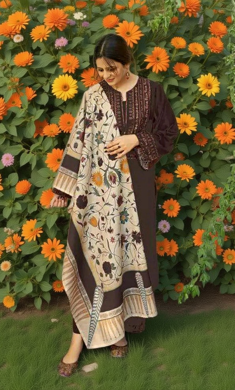 Women's Unstitched 3-Pcs Dhanak Suit